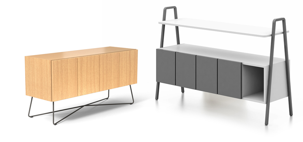 Rockwell Unscripted Credenza and Console storage elements for the open pland immersive workplace