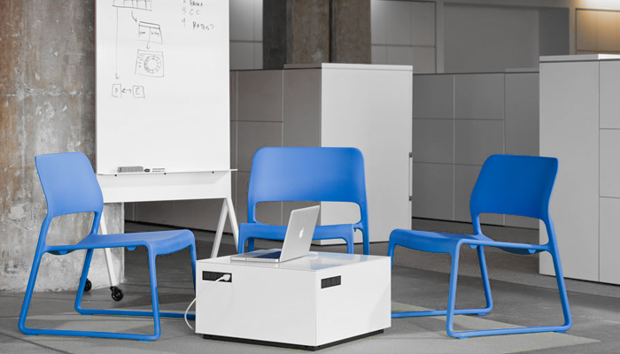 Scribe Mobile Markerboard™, Spark® Series Lounge Chair and Power Cube