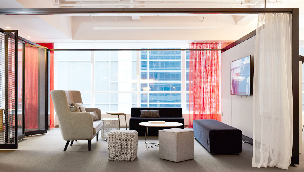 Knoll Shared Spaces Team Meeting with Rockwell Unscripted Creative Wall and Seating