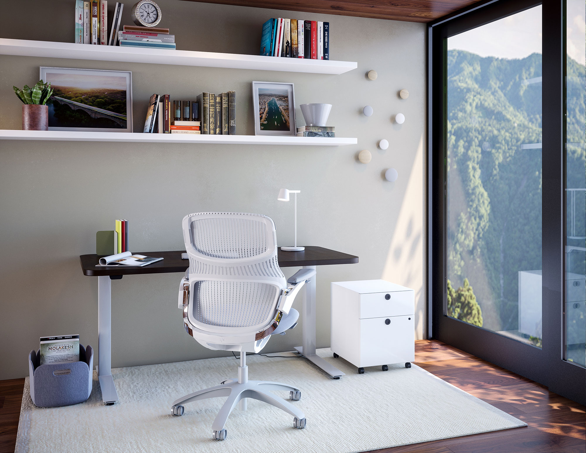 Hipso Height-Adjustable Desk with Generation by Knoll and Muuto accessrories. Work from Home Inspiration from Knoll and Muuto